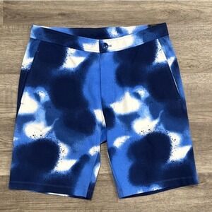 NWT Good Man Brand Mens Blue White Abstract Spray Paint Print Shorts Size M